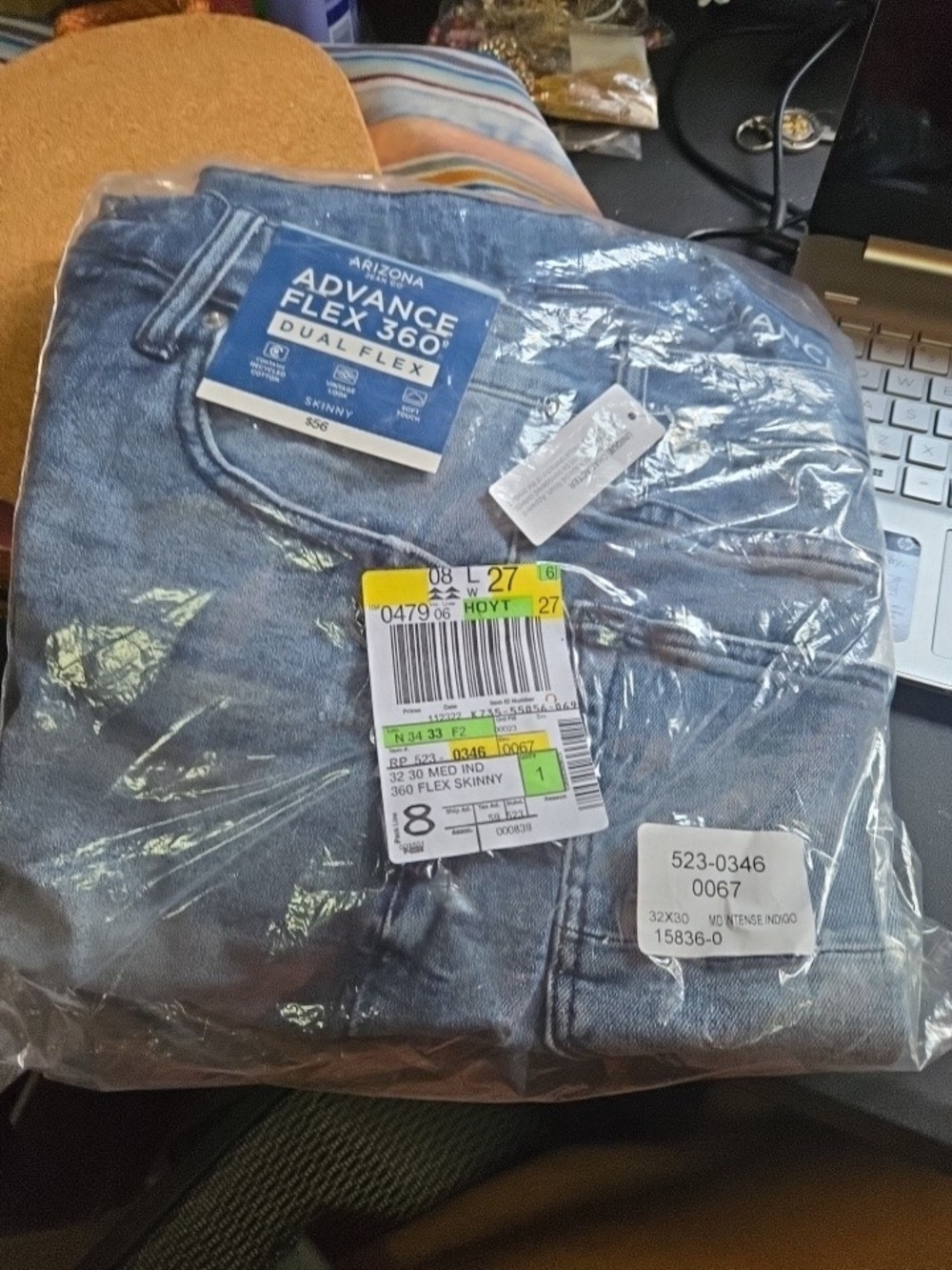 NWT Arizona Men's 32x30 Intense Indigo Advance Flex 360 Skinny Denim Jeans